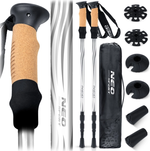 Neo-Sport NS-380 trekking poles with cork handle and antishock system
