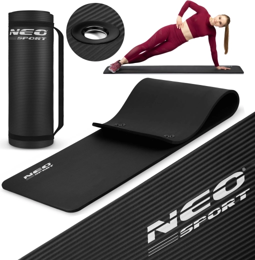 Vingrošanas paklājiņš ar piekares cilpām 183 × 60 cm melns NEO SPORT