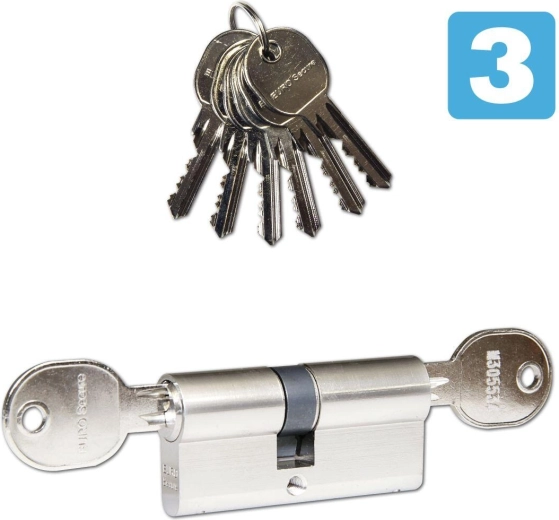 Security cylinder insert 30/35 with emergency function, 6 keys, matte nickel RICHTER
