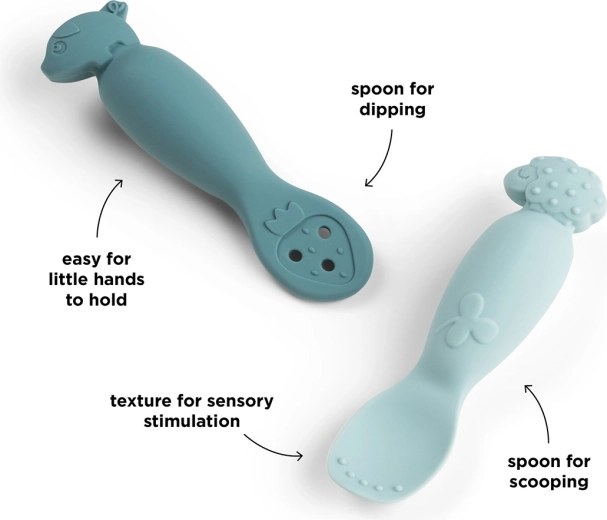 Done by Deer set of training spoons Tiny farm blue