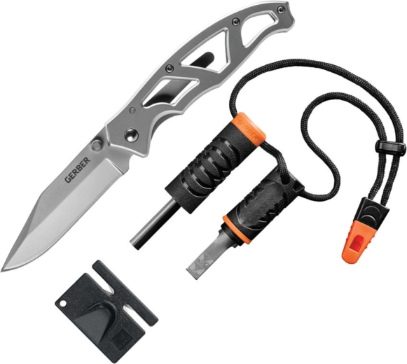 Gerber Paraframe combo kempinga komplekts 3 daļas (nazis, ugunsstarteris, asināmais)