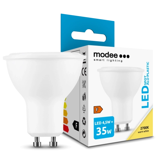 LED spuldze GU10 4,5 W 400 lm silti balta