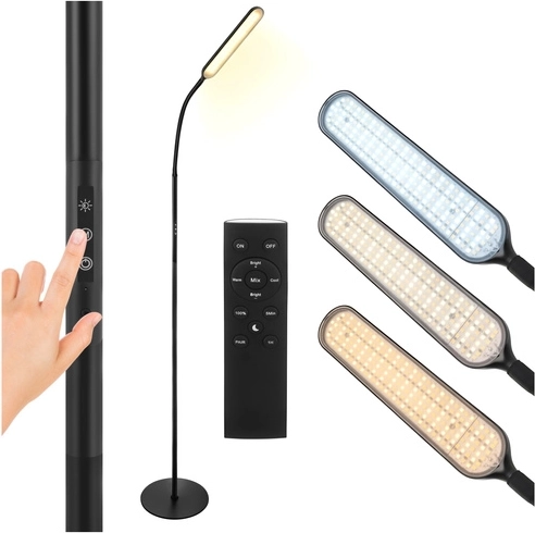 Stāvlampa LED 180 cm melna ar tālvadību un taimeri IZOXIS