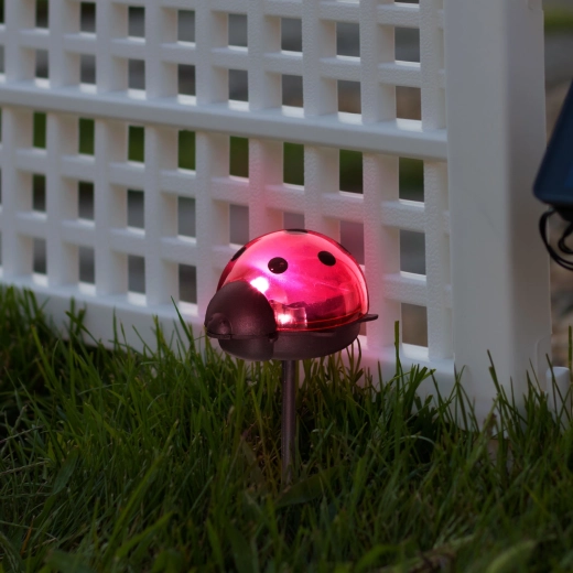 Saules LED dārza lampa mārītes formā ar auksti baltu gaismu – 1 gab.