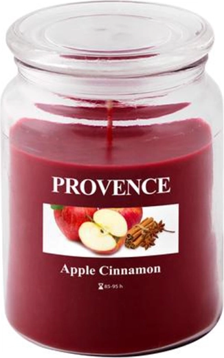 Aromātiskā svece stikla traukā PROVENCE ābols un kanēlis 95 stundas