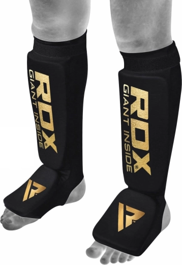 RDX apakšstilba un pēdas pacēluma aizsargi Hosiery Shin Instep Foam melni–zelti XXL