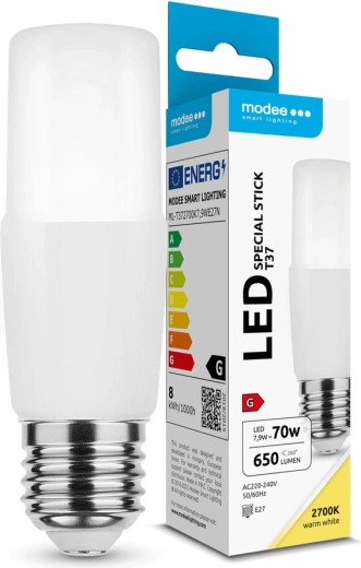 LED spuldze Modee Lighting Stick T37 7,9 W E27, silti balta, 650 lm