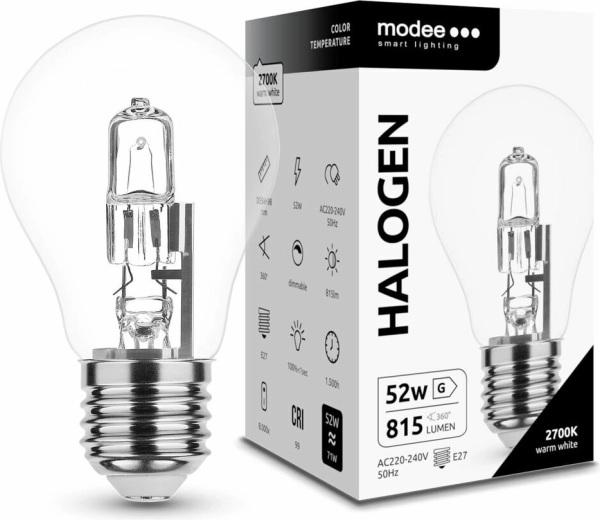 Modee halogen bulb Classic A55 52 W E27, 815 lm, warm white