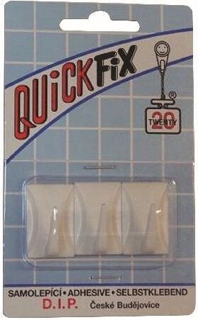 Self-adhesive plastic hooks, rectangular, white (3 pcs)