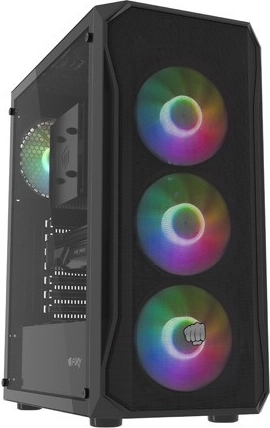 Datora korpuss FURY Shobo SH4F RGB midi tower ar rūdīto stiklu, melns