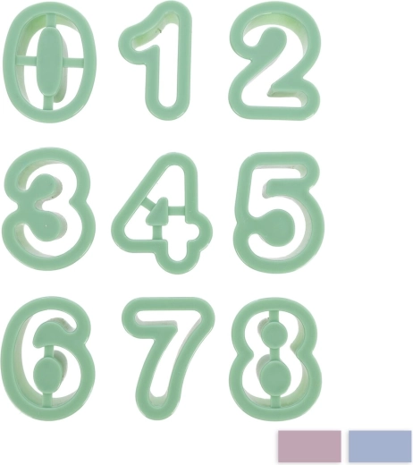 Number Cookie Cutters – set of 9 pcs, plastic (UH), assorted colors
