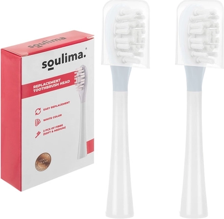 Rezerves uzgaļi soniskajai zobu birstei Soulima X800, balti (soft + medium), 2 gab.