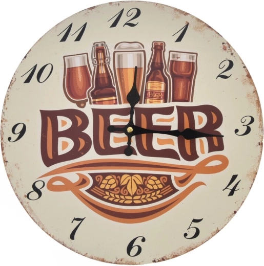Sienas koka pulkstenis Beer, bēšs, 34 cm