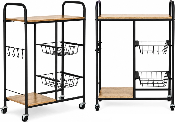 Mobile kitchen trolley rack on wheels with pull-out baskets ModernHome