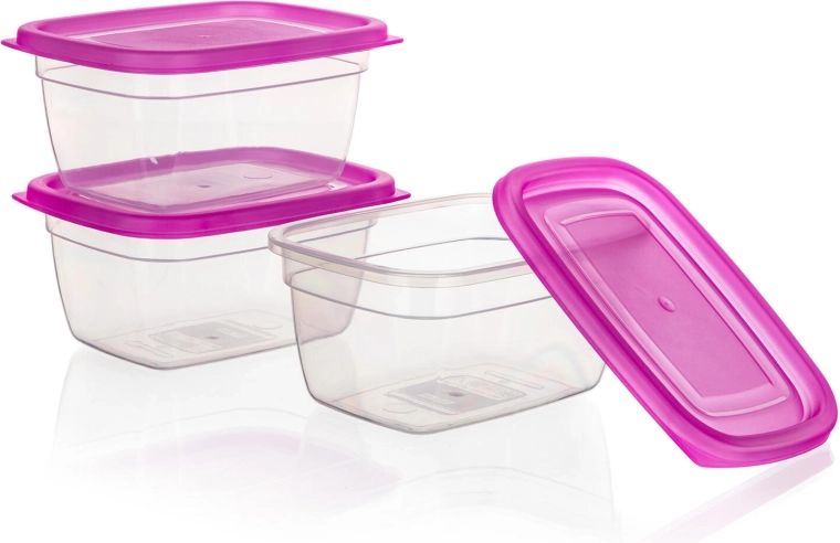 Plastmasas pārtikas kārbiņu komplekts 0,55 l – rozā, 3 gab.