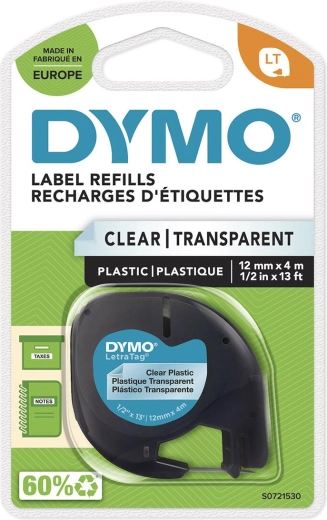 DYMO LetraTag lente 12 mm x 4 m, caurspīdīga plastmasa