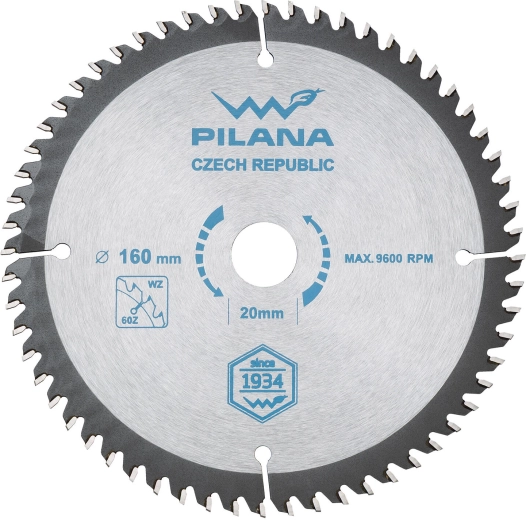 Zāģa disks PILANA 160 mm, 60 zobi, WZ kokam