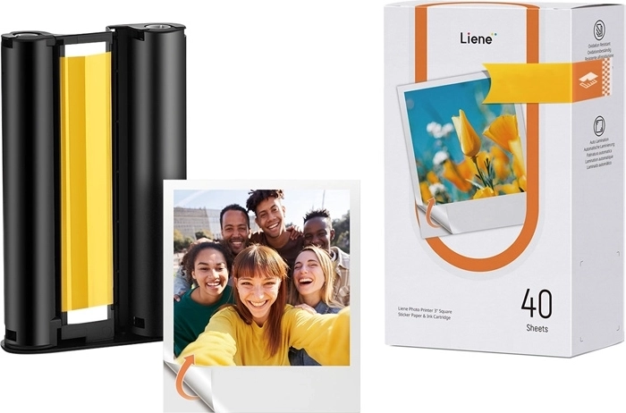 Liene Amber 3×3" Self-Adhesive Photo Paper (40 sheets + cartridge)