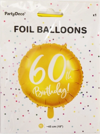 Folijas balons ar ciparu 60, zelta krāsā, 45 cm