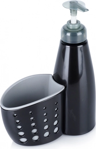 Dish Soap Dispenser with Sponge Holder, Black, 370 ml