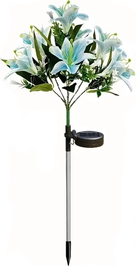 Saules dārza lampa lilijas formā – dekoratīvs LED zieds dobēm