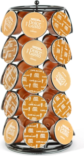 Black metal rotating stand for 35 Dolce Gusto capsules