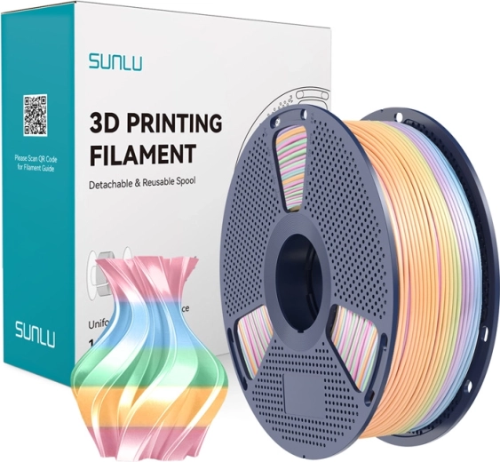 Sunlu PLA+ silk filaments varavīksnes 04 1,75 mm 1 kg
