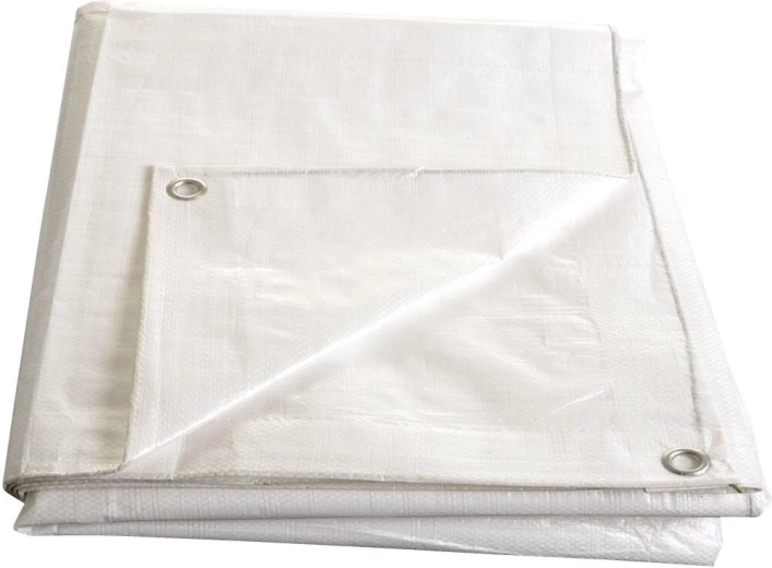 Balta laminēta pārsega plēve ar metāla cilpām 4 × 5 m, 140 g/m²