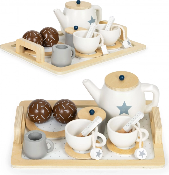 Wooden Tea Set, Teapot, Cups, 16 pieces ECOTOYS