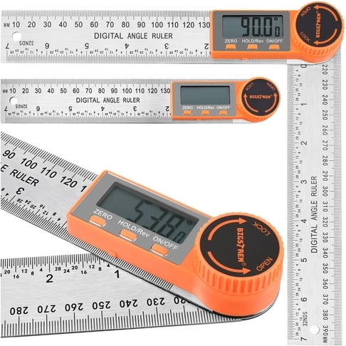 Elektronisks digitālais leņķmērs Bigstren 360° ar lineālu 200 mm