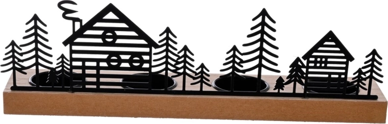Wood and metal house-shaped Advent candle holder
