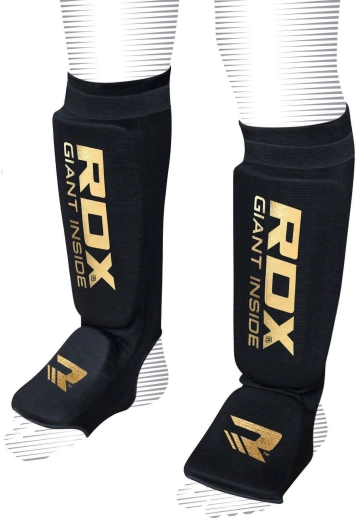 RDX apakšstilba un pēdas virspuses aizsargi Hosiery Shin Instep Foam melni/zeltaini – izmērs XL