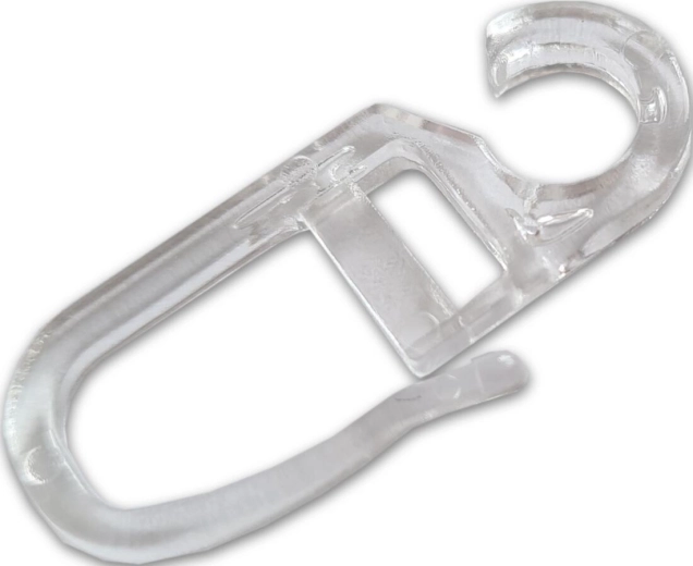 Transparent curtain hooks, plastic, pack of 10 pcs