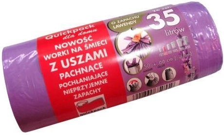Atkritumu maisi ar rokturiem 35 l ar lavandas aromātu
