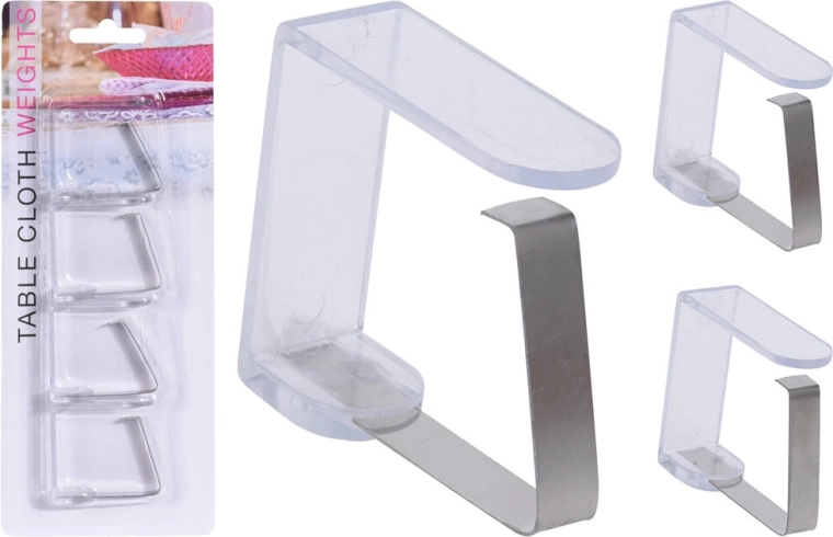 Tablecloth clip set, stainless steel and plastic, 45 × 45 mm, 4 pcs