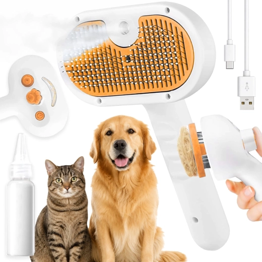3-in-1 Steam Brush for Dogs and Cats RENEW FORCE