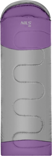 Nils Camp Sleeping Bag – rectangular, gray‑purple