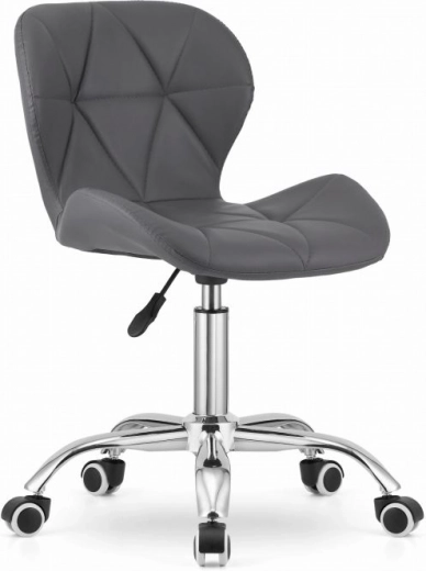 Swivel office chair with wide eco-leather backrest, chrome, gray