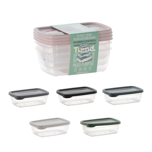 3 taisnstūra kārbiņu komplekts Trend Box 0,6 l