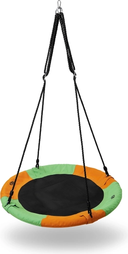 Apaļa dārza šūpoles NILS Camp, oranža/zaļa, 90 cm