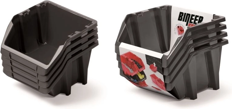 Uzglabāšanas kastu komplekts Bineer Short, 4 gab., 272 × 238 × 236 mm, melns