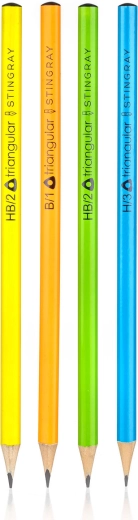Stingray triangular graphite pencils neon mix 4 pcs