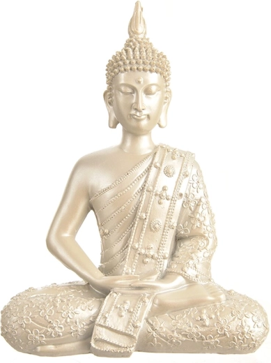 Sudraba Budas statuete no polistona 27 cm