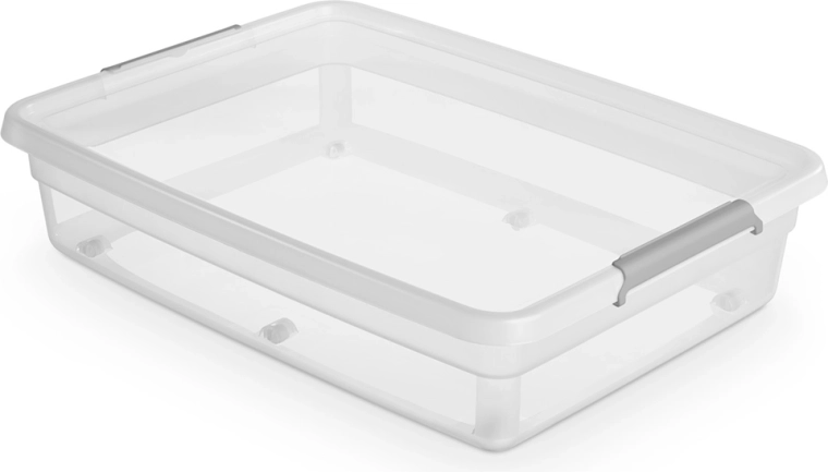 Basestore wheeled storage box with lid and clips 60 l