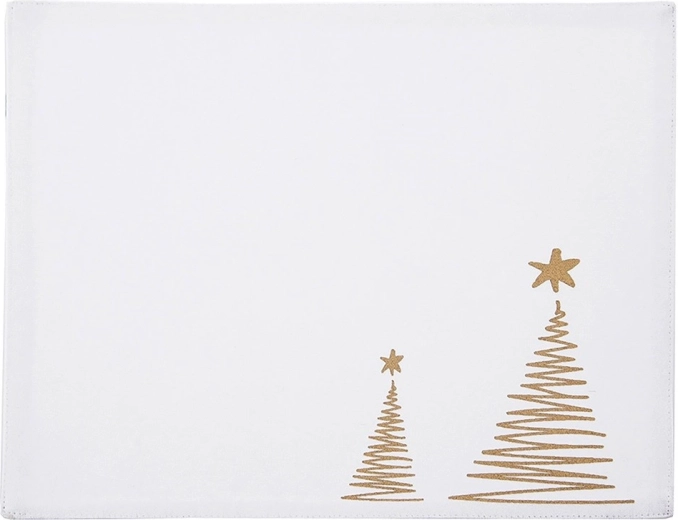 Kokvilnas Ziemassvētku paliktnis baltā krāsā ar eglīšu motīvu 33,5 × 26 cm
