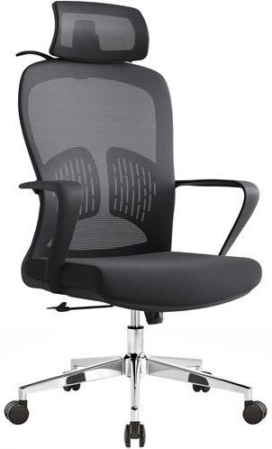 Ergonomisks biroja krēsls Baby Mix ar galvas balstu un jostasvietas balstu, melns