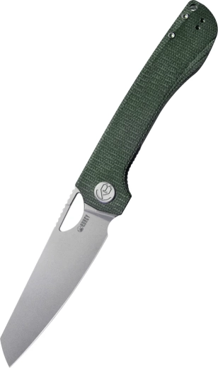 Kubey Elang KU365E saliekamais nazis 10 cm, bead blasted, tumši zaļa micarta ar klipsi