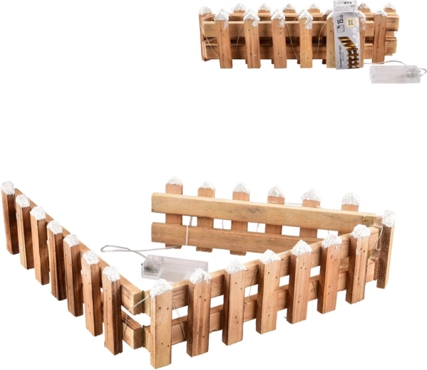Wooden garden edging with integrated LED lighting, brown, 90 cm