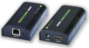 HDMI pagarinātājs/sadalītājs pa Ethernet līdz 120 m, melns