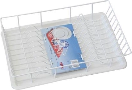 Trauku žāvētājs ar plastmasas paliktni 48 × 32 cm, balts